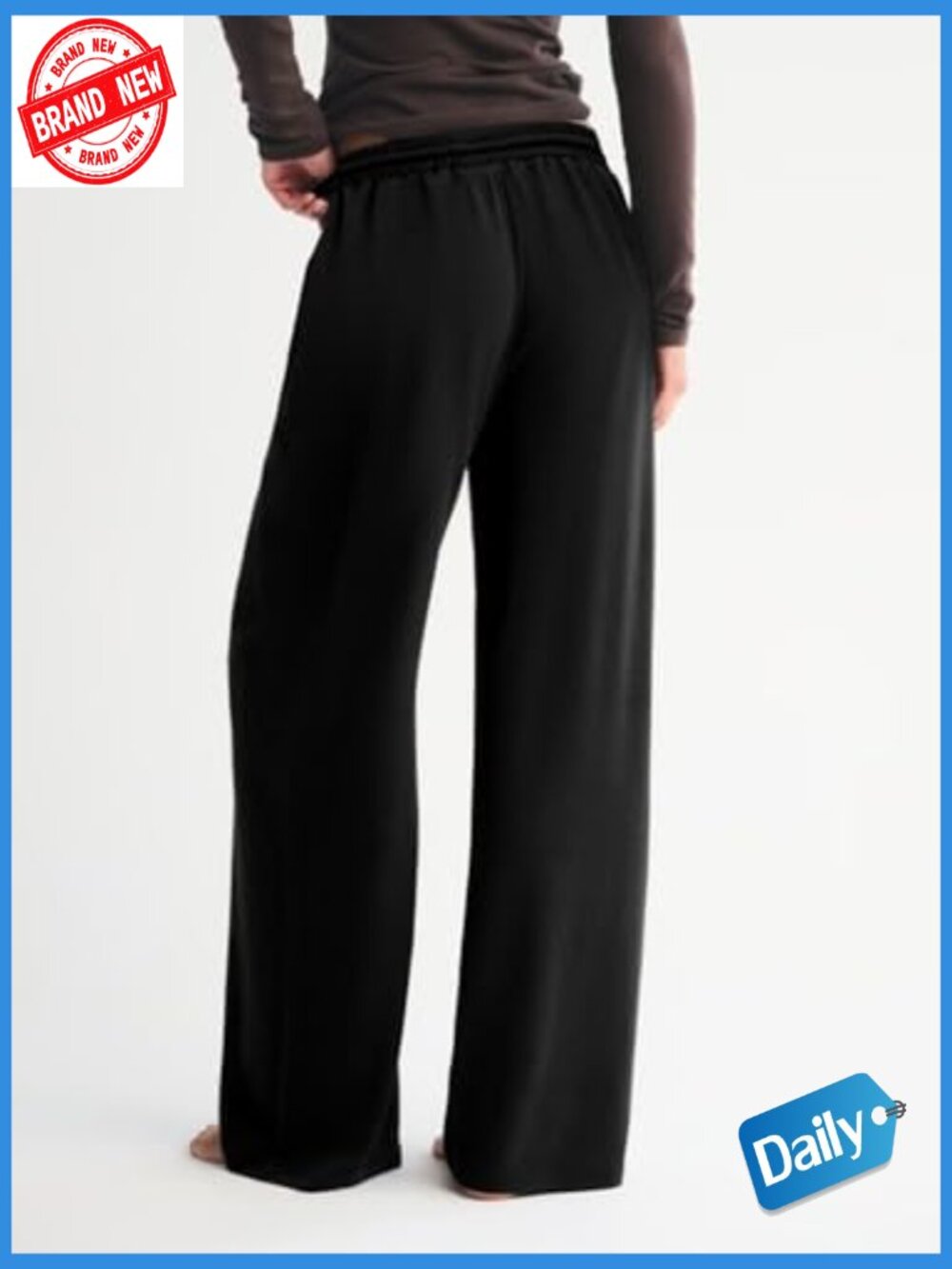High Waisted Wide Leg Sweatpants Pockets Baggy Lounge Drawstring Casual Trousers - Picture 3 of 7
